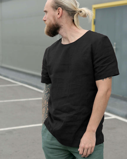 Solid Color Cotton And Linen Ethnic Style Men's T-shirt