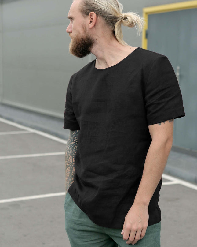 Solid Color Cotton And Linen Ethnic Style Men's T-shirt