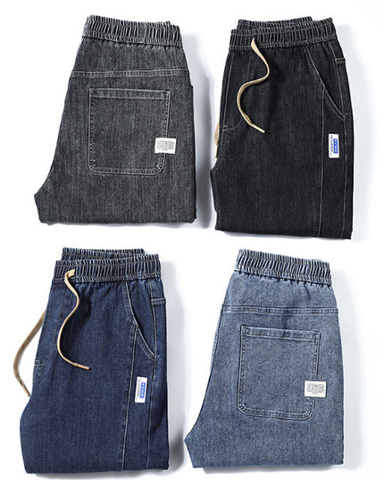 Elastic Waist Jeans Men's Autumn And Winter Loose Plus Size Casual Elastic Ankle-tied Harem Pants