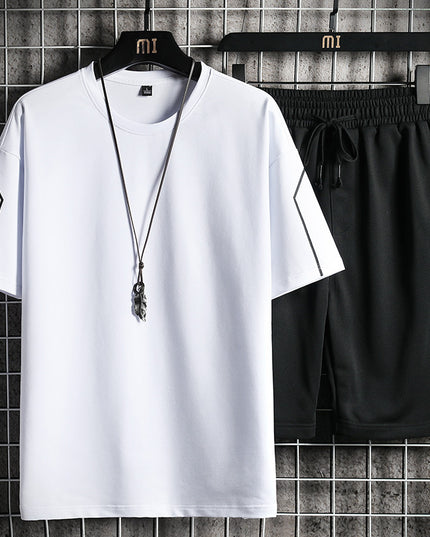 Men's Sports Japanese Print Crew Neck Casual Suit