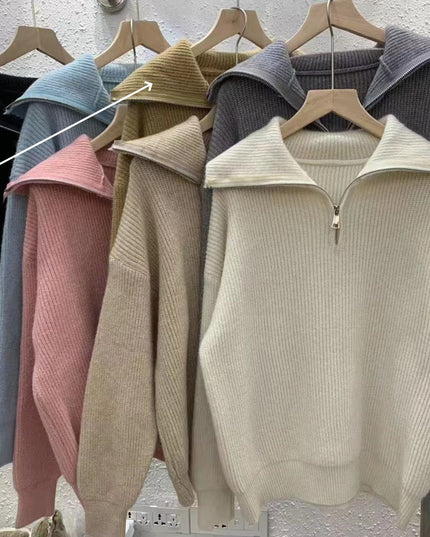 Women's Dacron Zipper Sweater Sweater Loose Outer Wear Bottoming Shirt