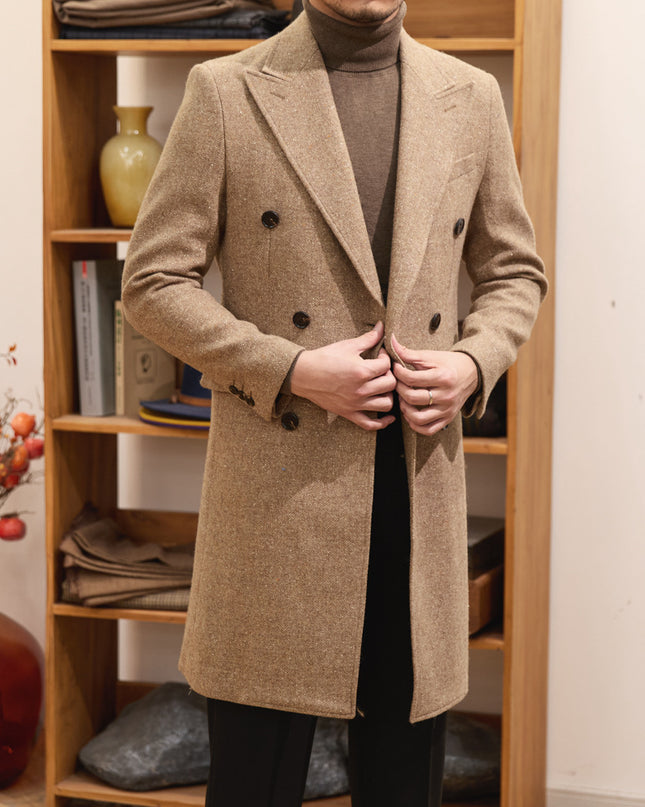 Autumn And Winter Brown Bar MACN Warm Wool Overcoat