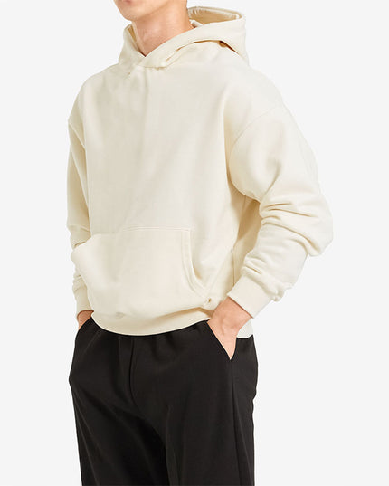 Terry Cotton Solid Color Sports Drop Shoulder Port Hoodie