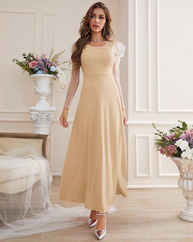 Fashion Elegant Mesh Sleeves Women's Dress