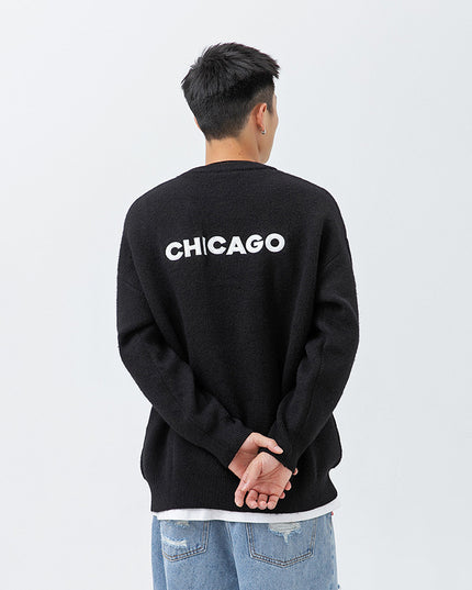 Men's New Back Letter Embroidered Sweater