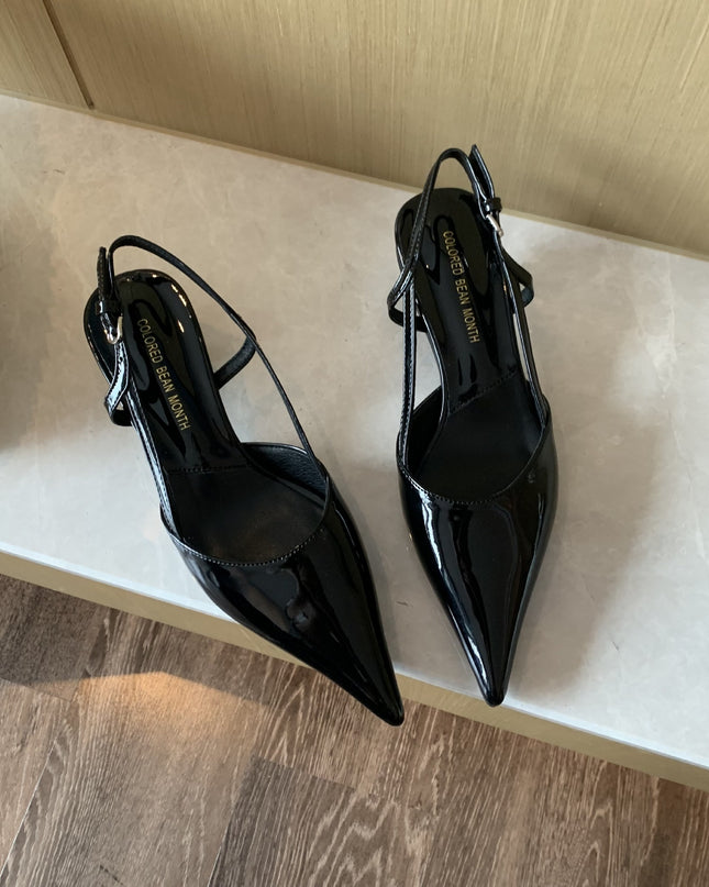 Closed Toe Sandals Women's Stiletto Heel Pointed Toe Low-cut Shoes
