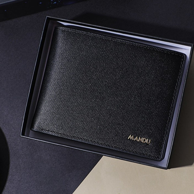 Men's PU Twill Short Anti-theft Swiping Multifunctional Coin Purse