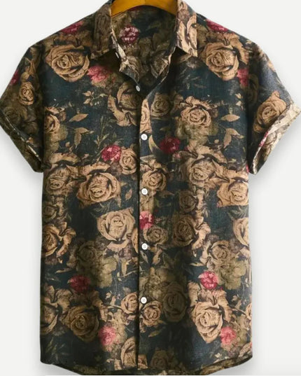 Hawaiian Printing Lapel Short Sleeve Shirt