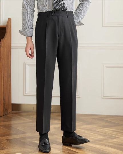Retro Elastic Waist Non-ironing Naples Mid-high Waist Suit Pants