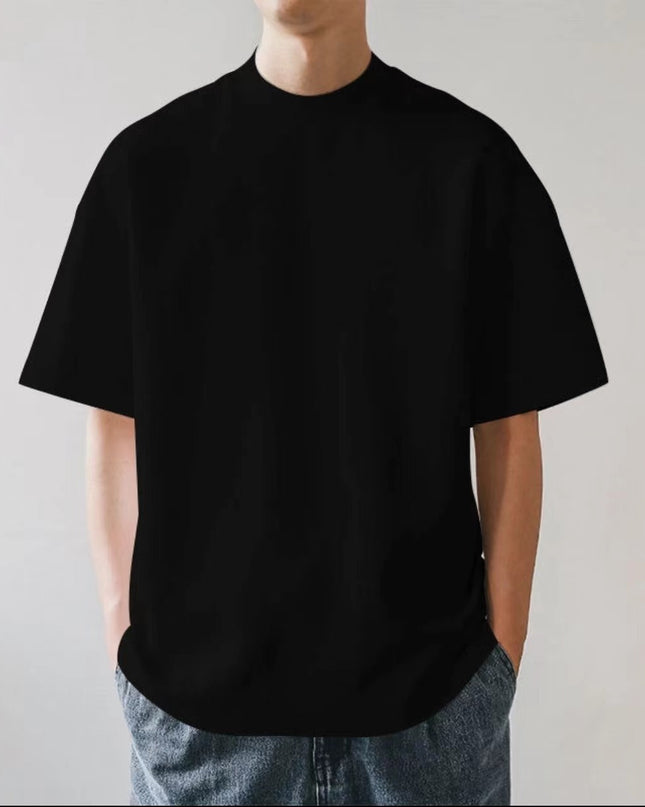 Plus Size Cotton Men's Blank T-Shirt White Oversized Retro Solid Color T-Shirt Large Size Men's Women's Fashion Short Sleeve Men's T-Shirt