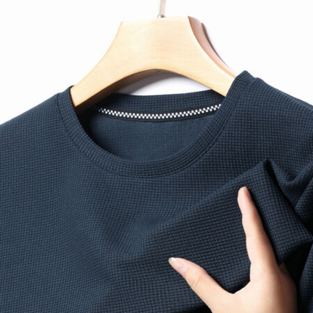 Summer Solid Color Men's Polyester Round Neck T-shirt