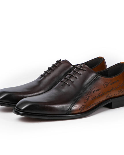 Genuine Leather Plus Size Oxford Men's Colorblock Square Toe Shoes