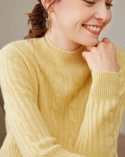Pure Cashmere Shirt Women's Half Turtleneck Loose Thick Sweater