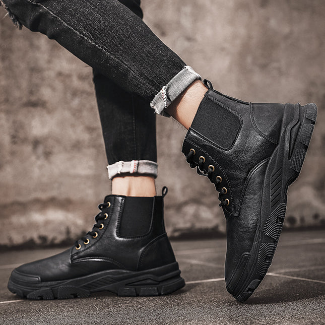 All-match Martin Boots Solid Color Casual Men's Shoes Black New