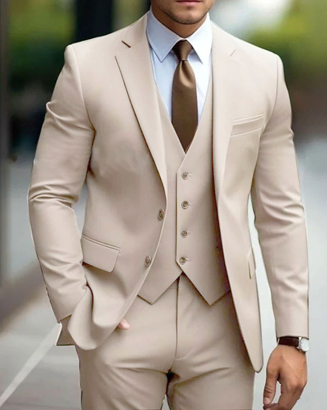 Business Casual Men's Three-piece Suit For Bridegroom Men's Wedding