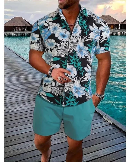 Beach Style Short Sleeve Shirt Men's Suit