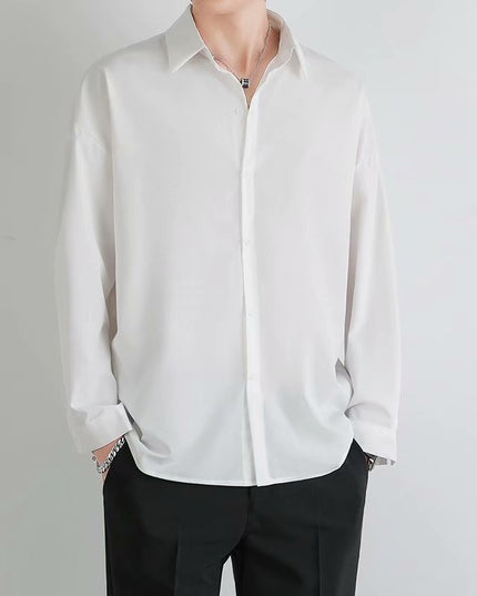Men's Ice Silk Drape Long Sleeved Loose Casual Shirt