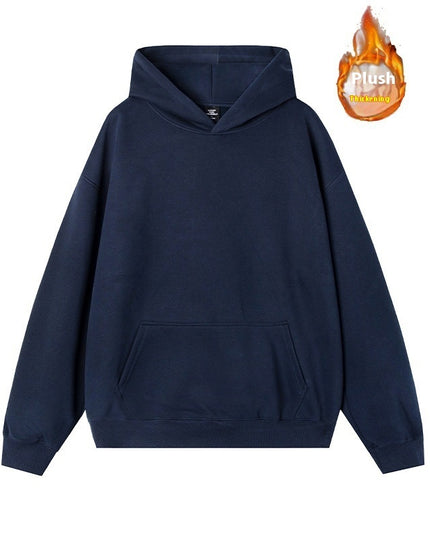 Thermal Head Cover Solid Color Hoodie Fleece-lined Thickened