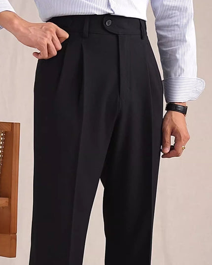 Neapolitan Mesh Wool Breathable Straight Loose Suit Pants