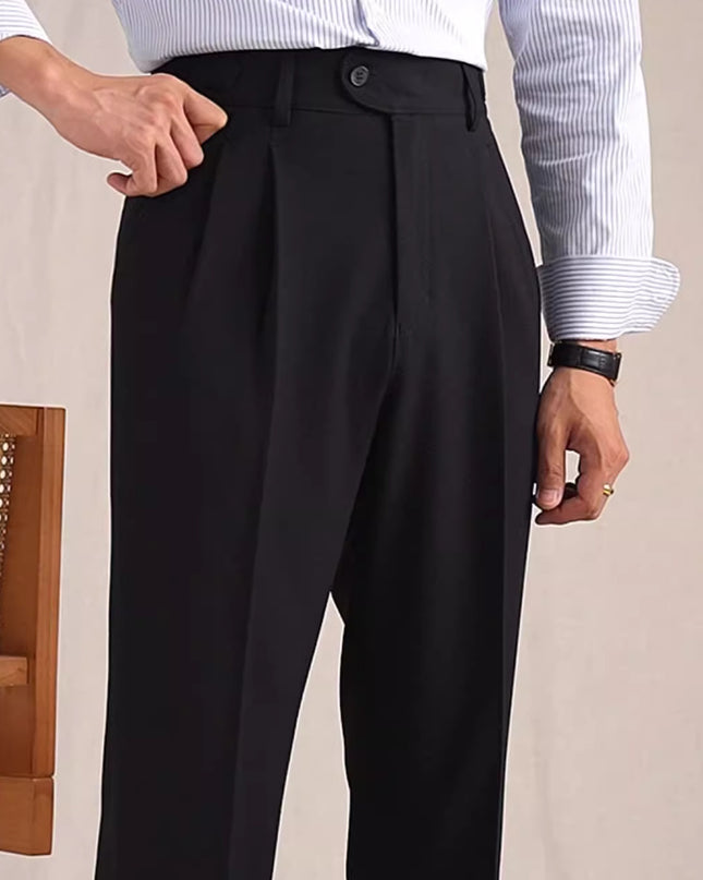 Neapolitan Mesh Wool Breathable Straight Loose Suit Pants