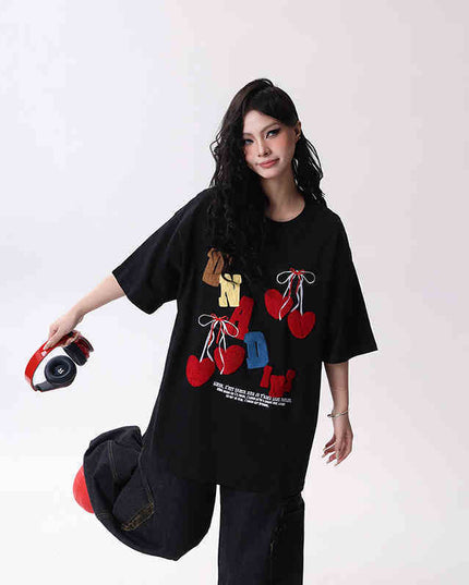 Women's Short-sleeved Casual Half-length Sleeves T-shirt