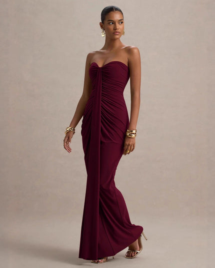 Sexy Bandeau Slim Fit Pleated Sheath Dress