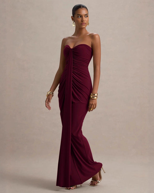 Sexy Bandeau Slim Fit Pleated Sheath Dress