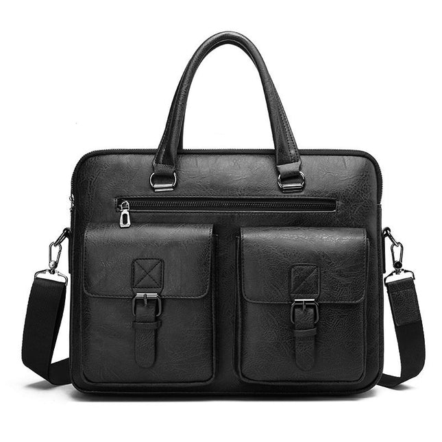 Men’s Laptop Briefcase | Computer Crossbody Business Bag, PU Leather