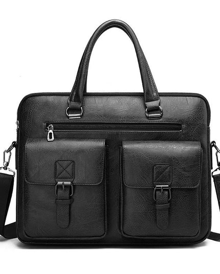 Men’s Laptop Briefcase | Computer Crossbody Business Bag, PU Leather