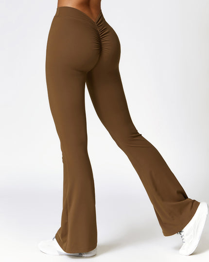 High-waist Quick-drying Fitness Sports Wide Legs Bootcut Trousers