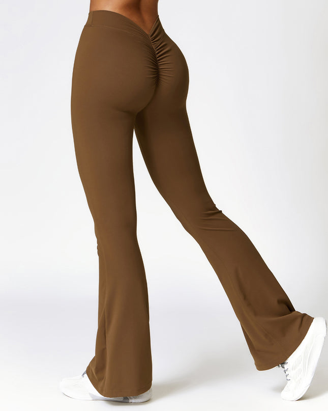 High-waist Quick-drying Fitness Sports Wide Legs Bootcut Trousers