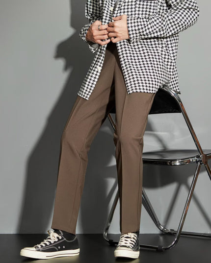 Spring Draping Effect Straight All-matching Ankle-length Suit Pants