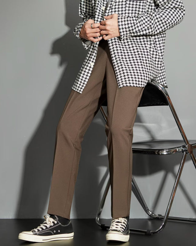 Spring Draping Effect Straight All-matching Ankle-length Suit Pants