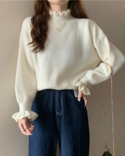Red Wooden Ear Half Turtleneck High-grade Sweater Sweater