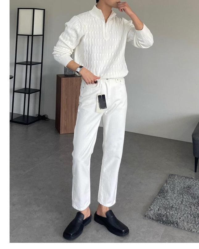 Half Turtleneck Zipper High-grade Lazy Pullover Long Sleeve Sweater