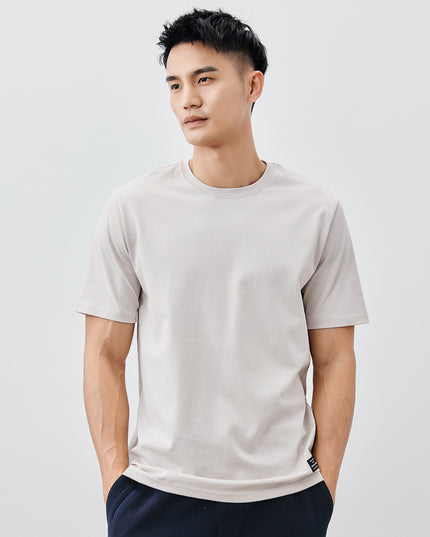 Heavy Cotton Men's Short Sleeve T-shirt American Casual Solid Color Crewneck