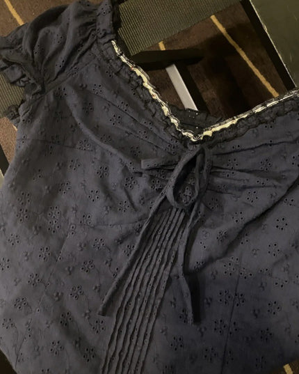 V-neck Lace Puff Sleeve Niche Shirt Short Sleeve