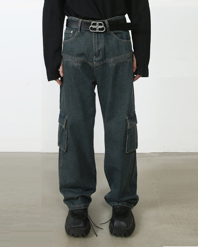 Men's Multi-pocket American Washed Jeans
