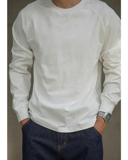 Vintage Cotton Raglan Long Sleeve Neckline Inner Bottoming Shirt Autumn Men
