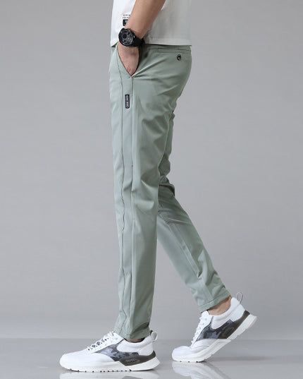 Summer Thin Ice Silk Men's Simple Smooth Stretch Casual Pants