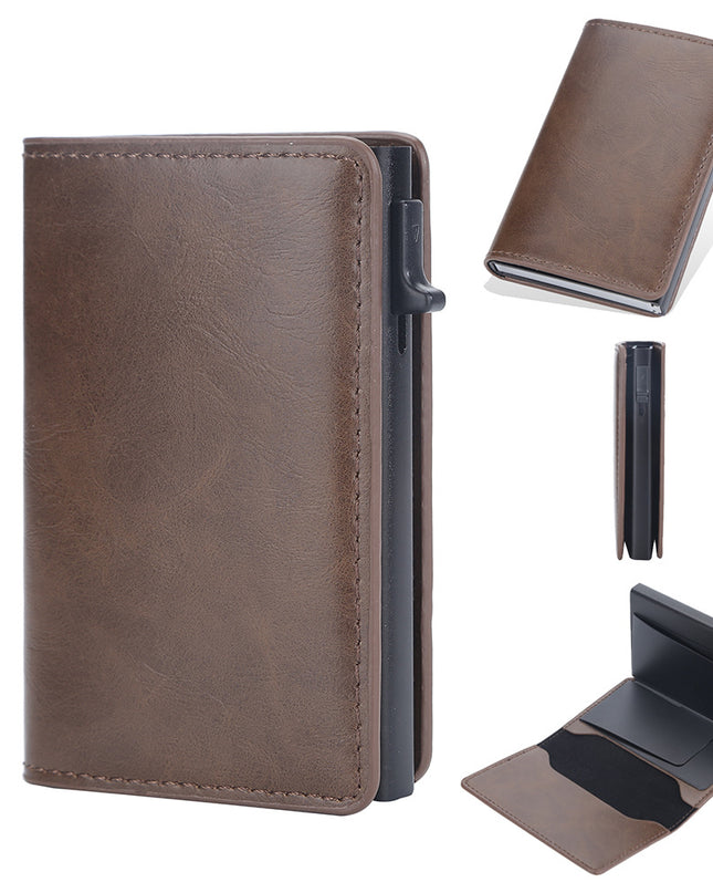 Crazy Horse Leather Anti-degaussing Card Clamp Men