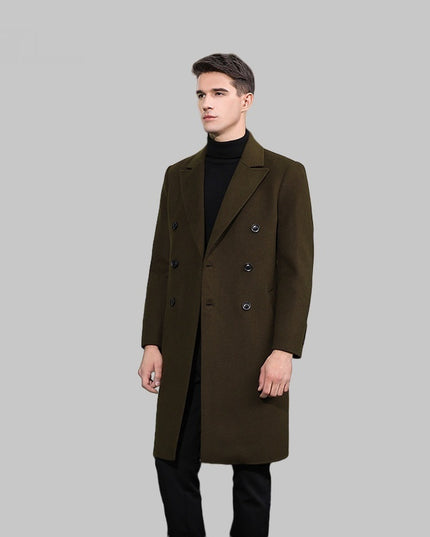 Woolen Coat Trench Coat Double Breasted Long Below The Knee