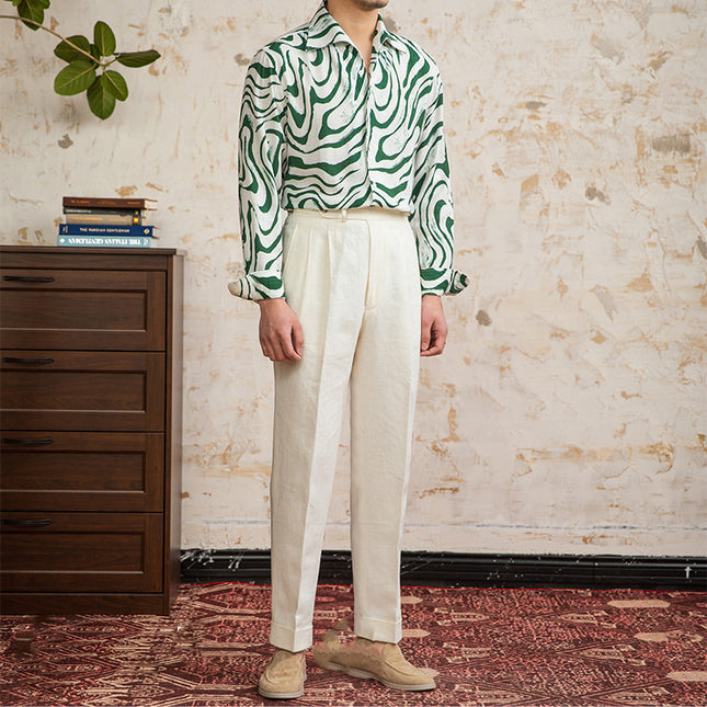 Linen Blended Breathable Draping Bow Tie Shirt