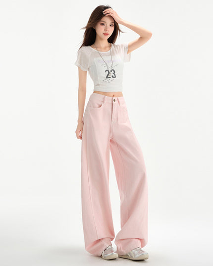 Cherry Blossom Wide Leg Draping Mop Jeans