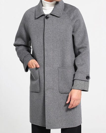 Wool Reversible Woolen Coat Men's Mid-length Single-breasted Baggy Coat