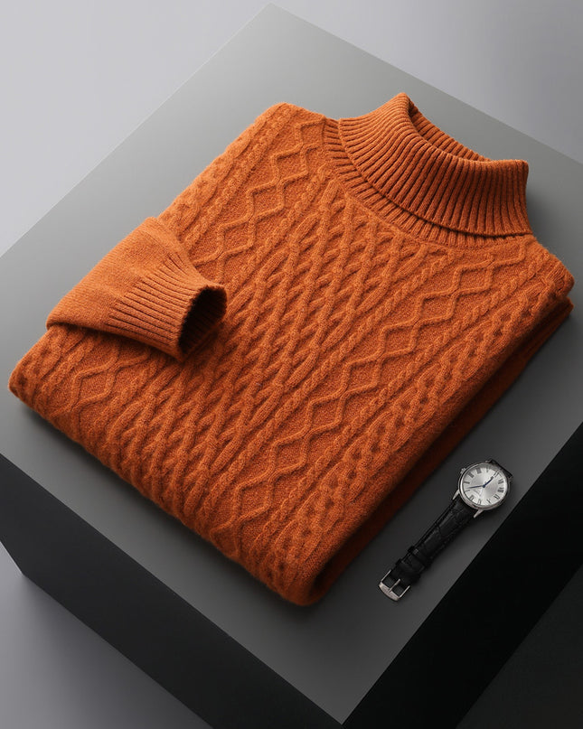 Heavy Industry Thick Cashmere Sweater Men's High Lapel Pullover