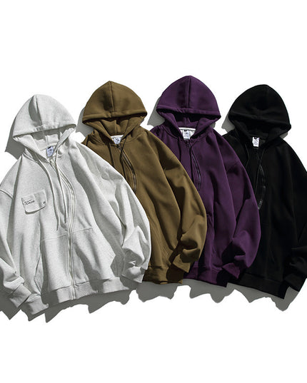 Retro Hooded Sweater Men And Women Irregular Zipper