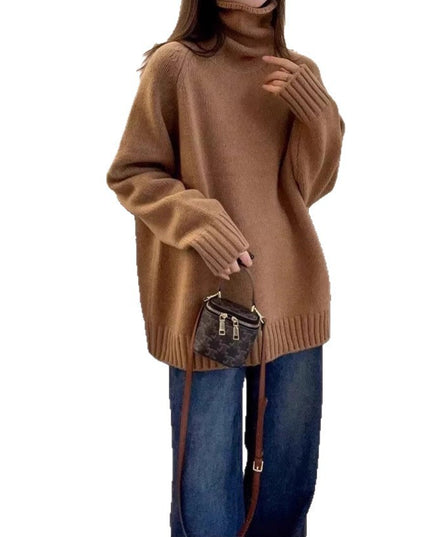 Women's Turtleneck Sweater Loose Thick Curling Pile Collar Idle Style