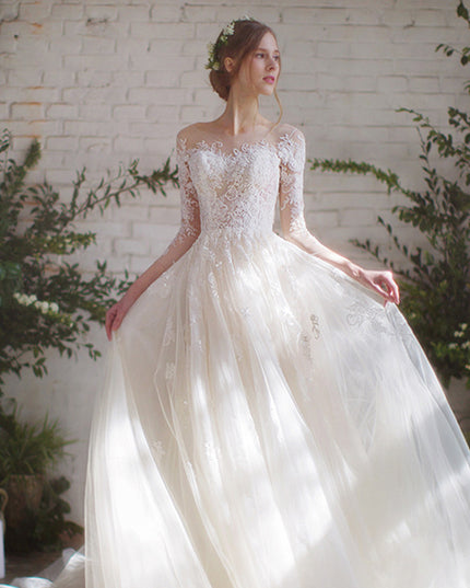 Wedding Dress Bride Lace Sleeves Dress