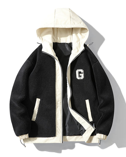 Men's Lamb Wool Student Versatile Couple Even Thickened Padded Polar Fleece Cotton-padded Coat